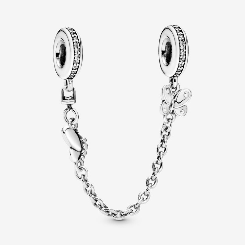 Pandora Butterfly Safety Safety Chains Sterling Silver | 103-FCOBLU