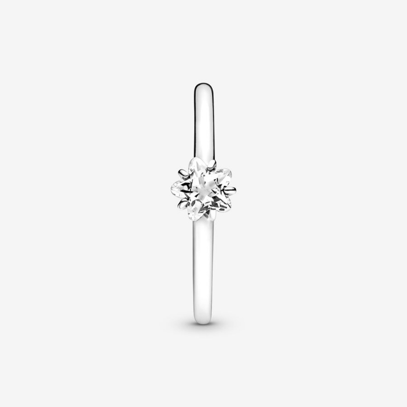 Pandora Celestial Sparkling Star Solitaire Halo & Solitaire Rings Sterling Silver | 708-MXCAJH