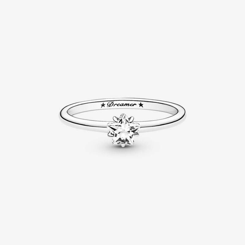 Pandora Celestial Sparkling Star Solitaire Halo & Solitaire Rings Sterling Silver | 708-MXCAJH