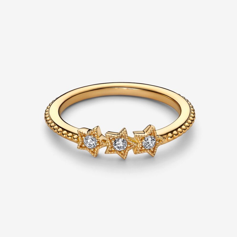 Pandora Celestial Stars Stackable Rings Gold Plated | 403-WVMIFK