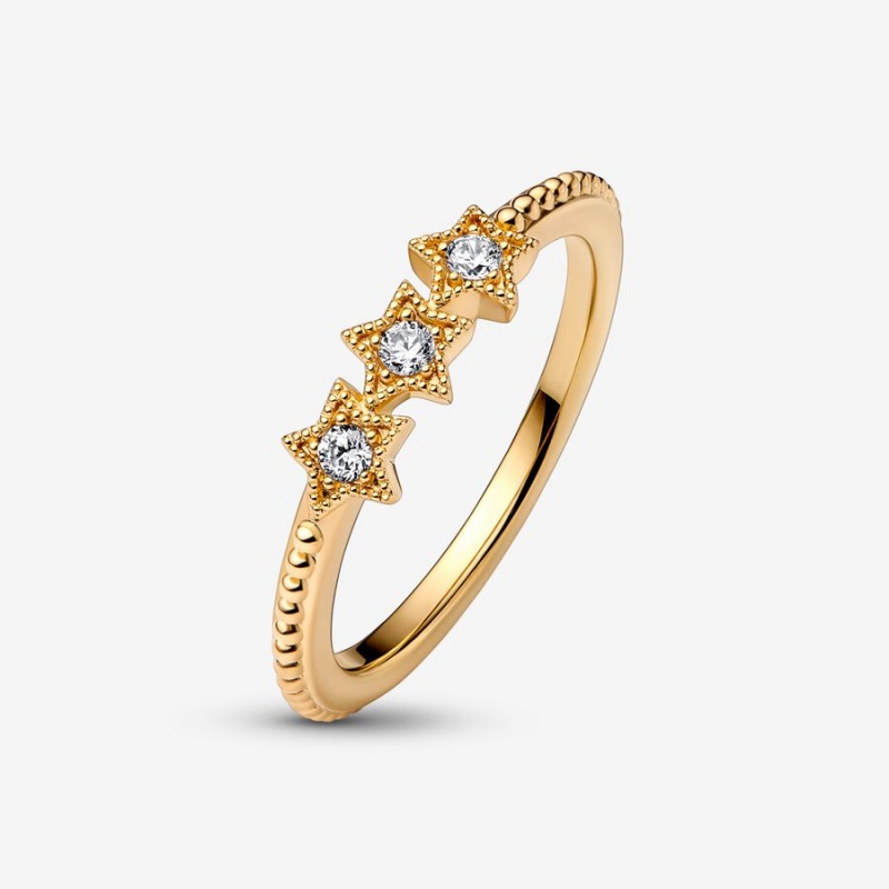 Pandora Celestial Stars Stackable Rings Gold Plated | 403-WVMIFK