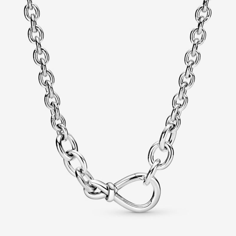 Pandora Chunky Infinity Knot Pendant Necklaces Sterling Silver | 631-XZBFGY