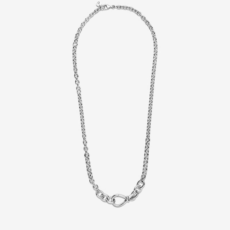 Pandora Chunky Infinity Knot Pendant Necklaces Sterling Silver | 631-XZBFGY