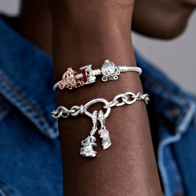 Pandora Cinderella Pumpkin Coach Clasp Moments Charm Bracelets Sterling Silver | 891-VNHJTL