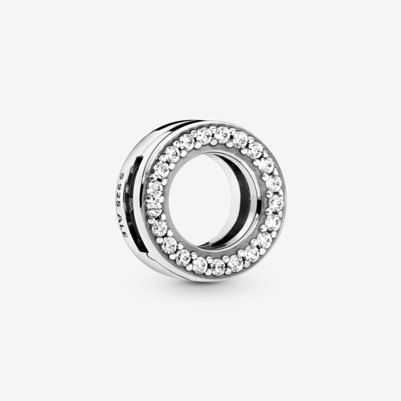 Pandora Circle of Pavé Clip Clips Sterling Silver | 719-IFUYCQ