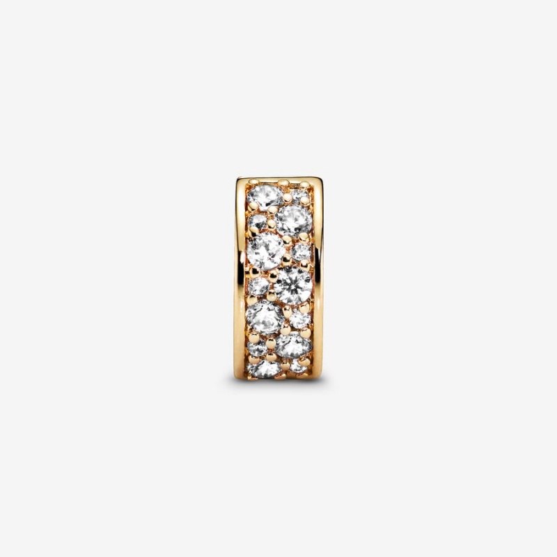 Pandora Clear Pavé Clip Clips Gold Plated | 712-GBUTQK