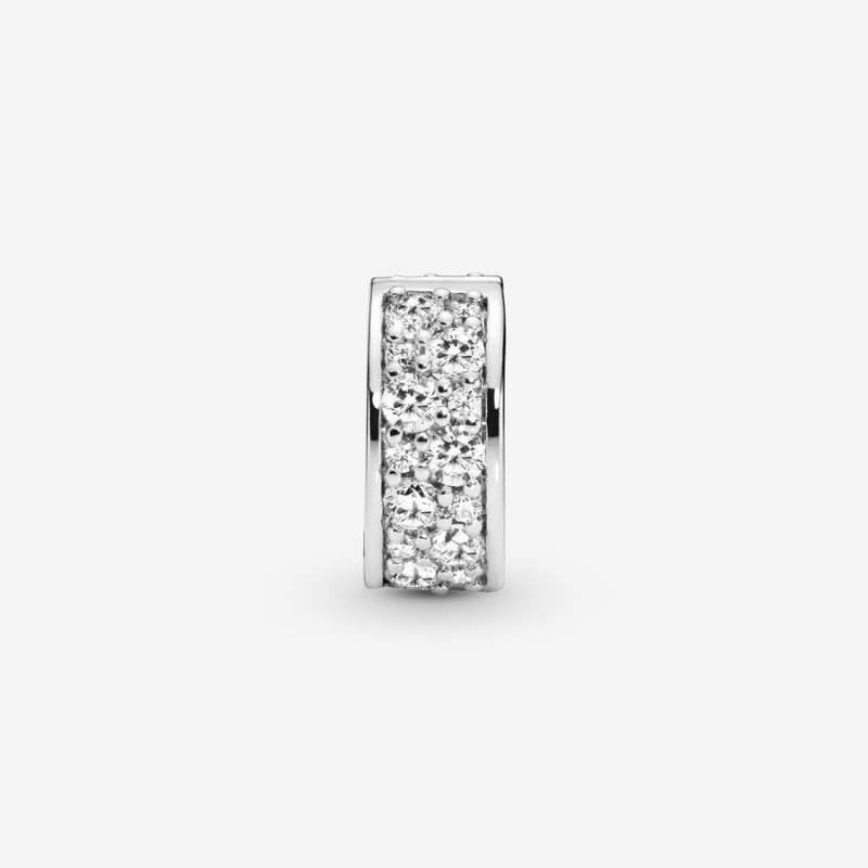 Pandora Clear Pavé Clip Clips Sterling Silver | 568-OFLPWZ