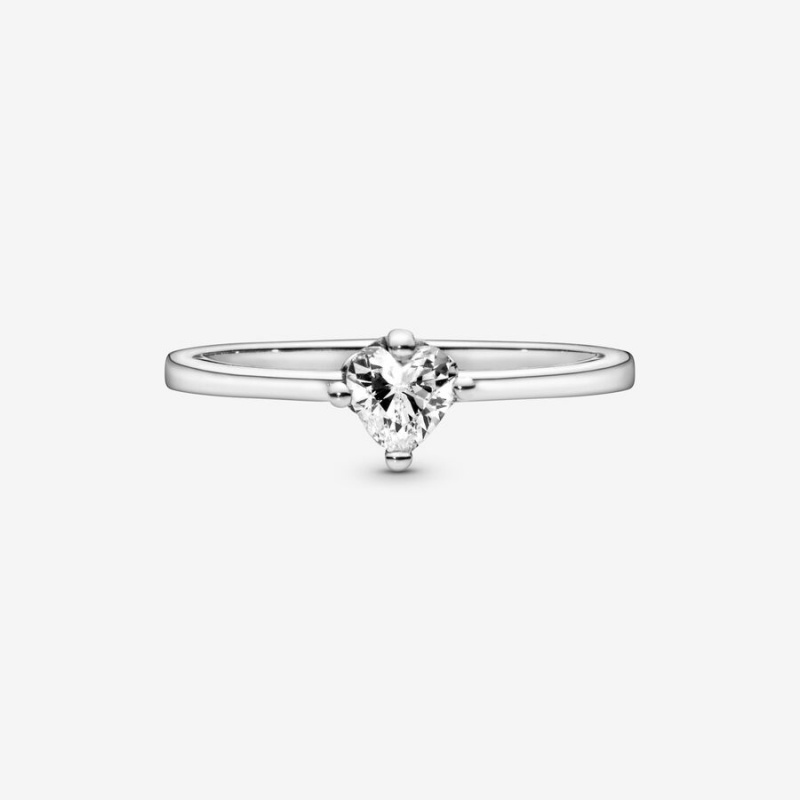 Pandora Clear Solitaire Halo & Solitaire Rings Sterling Silver | 508-ZXLSWY