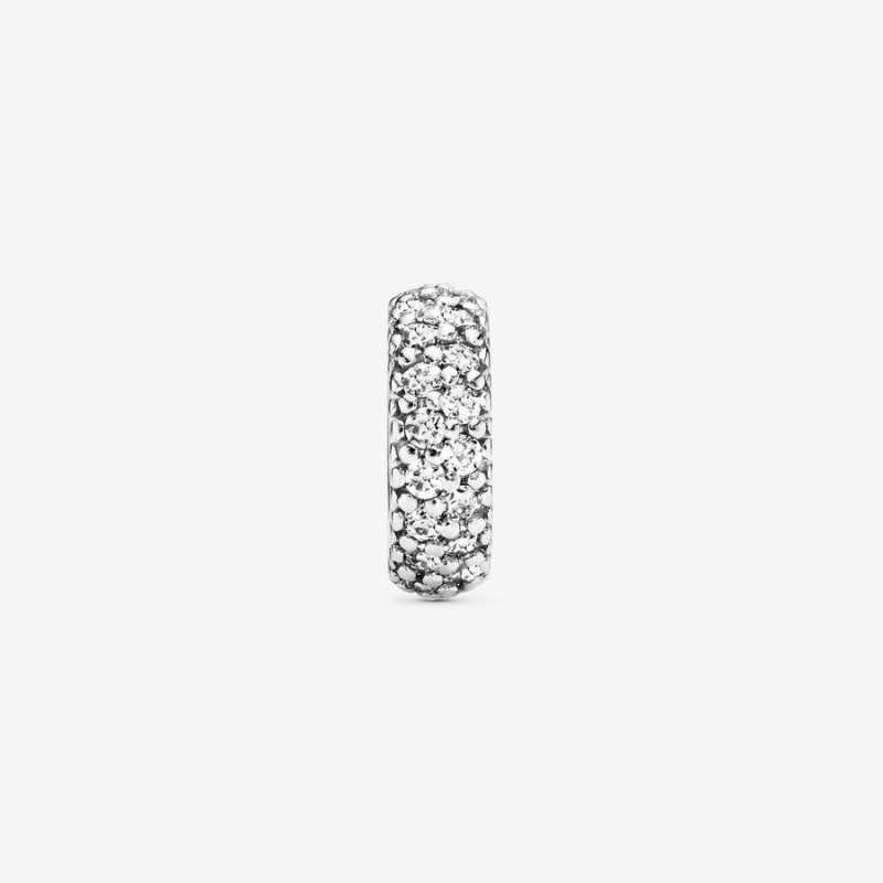 Pandora Clear Sparkle Spacer Spacer Charms Sterling Silver | 961-VYDUTP