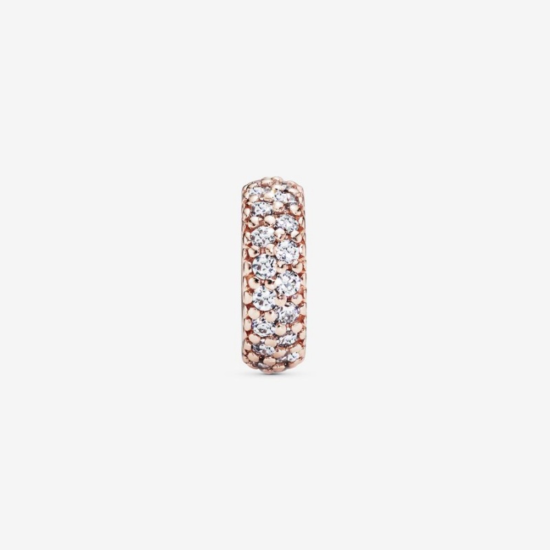 Pandora Clear Sparkle Spacer Spacer Charms Rose Gold Plated | 186-CLUAQI