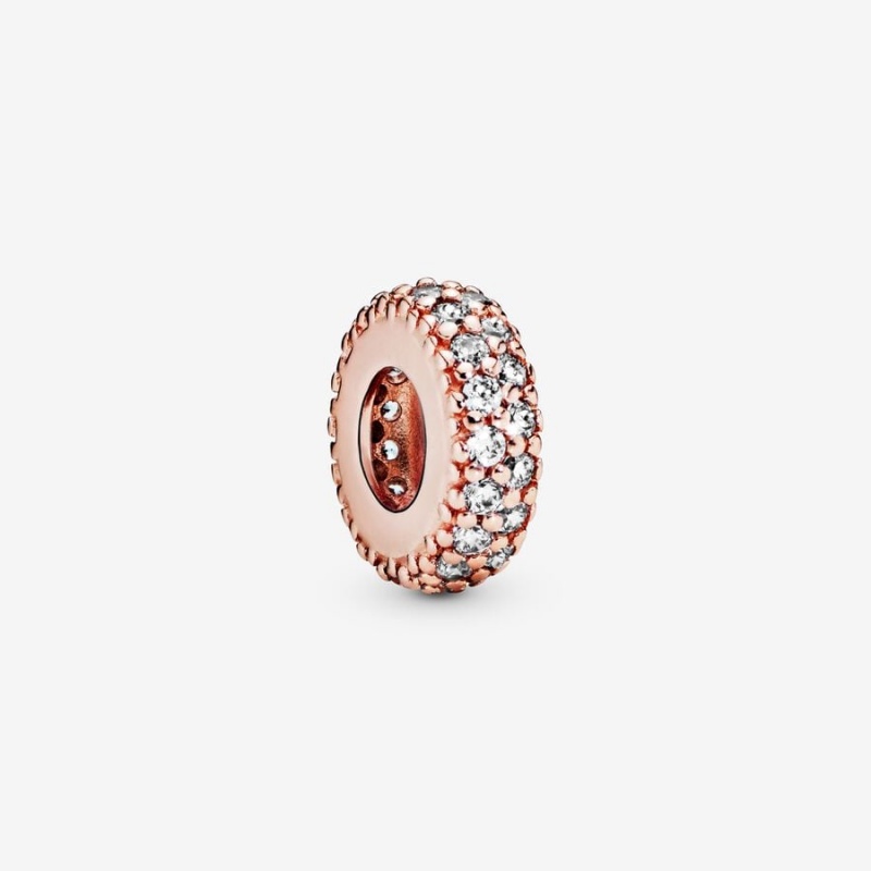 Pandora Clear Sparkle Spacer Spacer Charms Rose Gold Plated | 186-CLUAQI