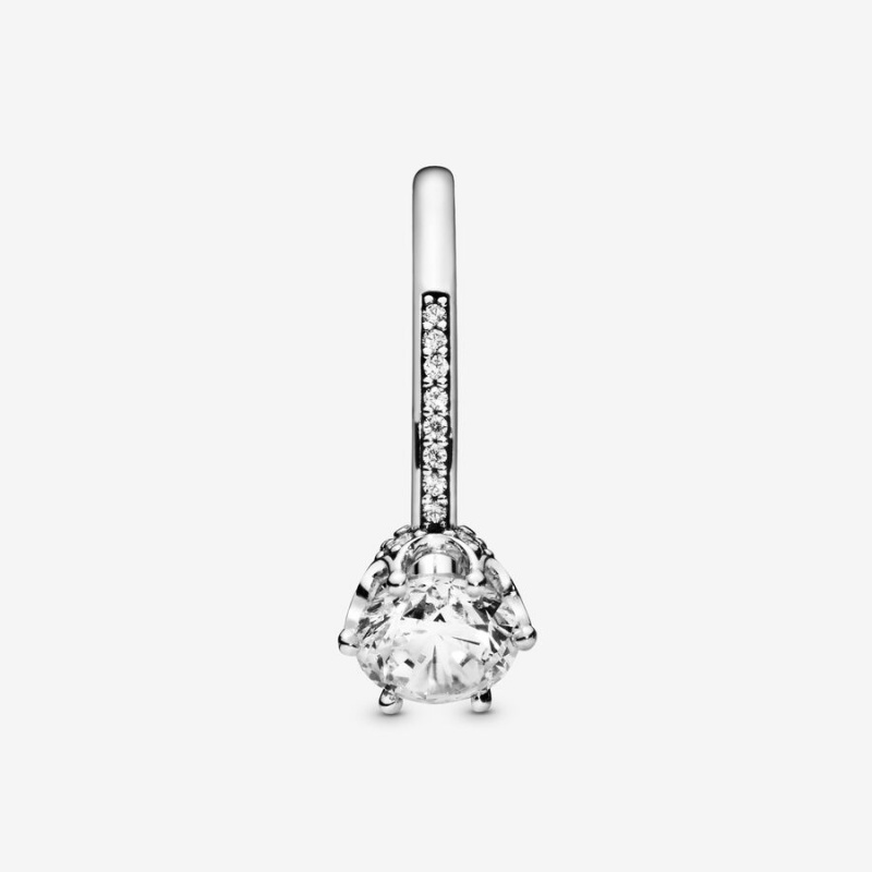 Pandora Clear Sparkling Crown Solitaire Halo & Solitaire Rings Sterling Silver | 260-GYITMS