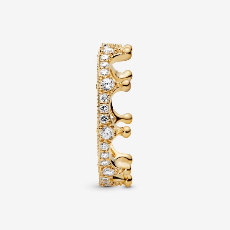 Pandora Clear Sparkling Crown Stackable Rings Gold Plated | 697-OFTPXS