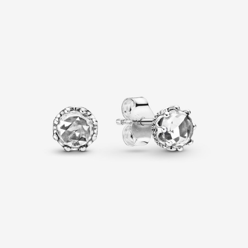 Pandora Clear Sparkling Crowns Stud Earrings Sterling Silver | 183-DQHSOT