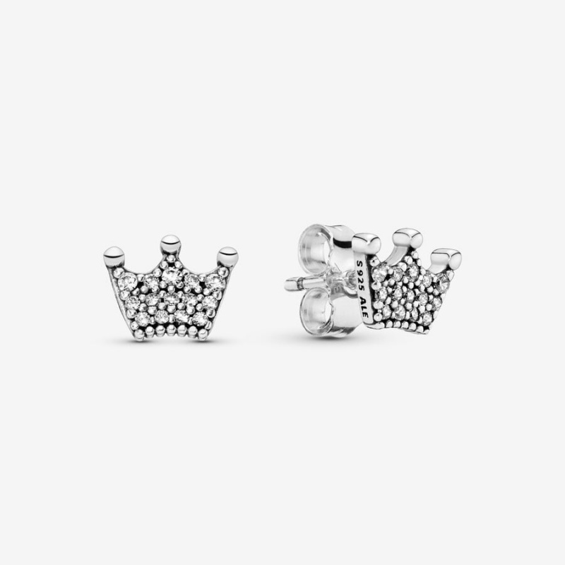 Pandora Crowns Stud Earrings Sterling Silver | 085-DXLJBV