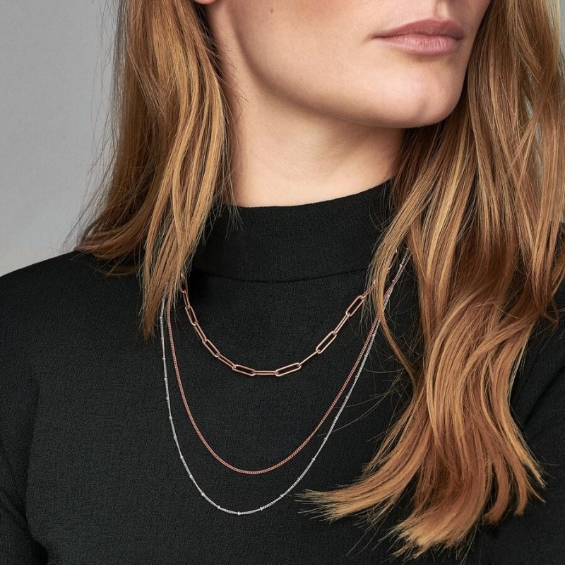 Pandora Curb Chain Necklaces Rose Gold Plated | 362-GCQPUJ