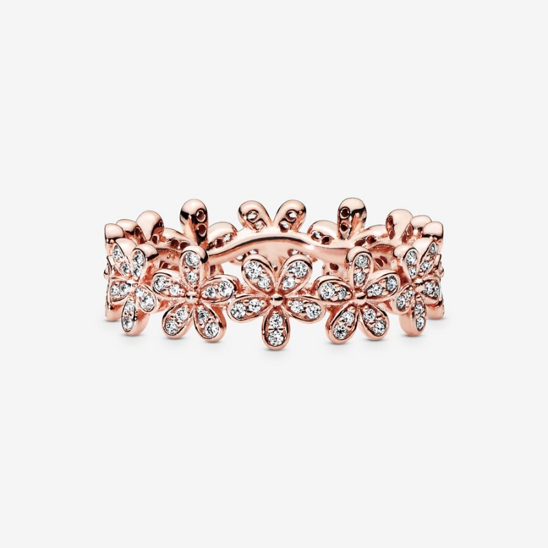 Pandora Daisy Flower Band Rings Rose Gold Plated | 583-YAERCJ