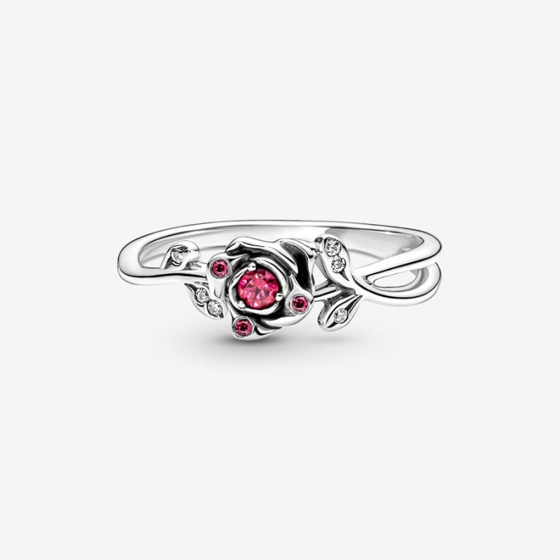 Pandora Disney Beauty and the Beast Rose Pinky Rings Sterling Silver | 715-OPRCBA