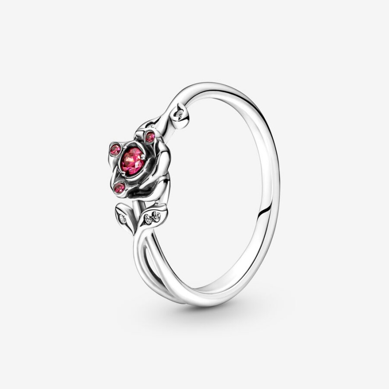 Pandora Disney Beauty and the Beast Rose Pinky Rings Sterling Silver | 715-OPRCBA