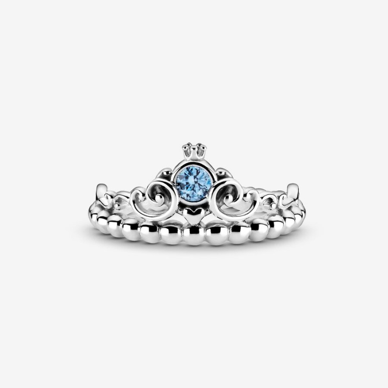 Pandora Disney Cinderella Blue Tiara Heart & Promise Rings Sterling Silver | 398-FWEQSG