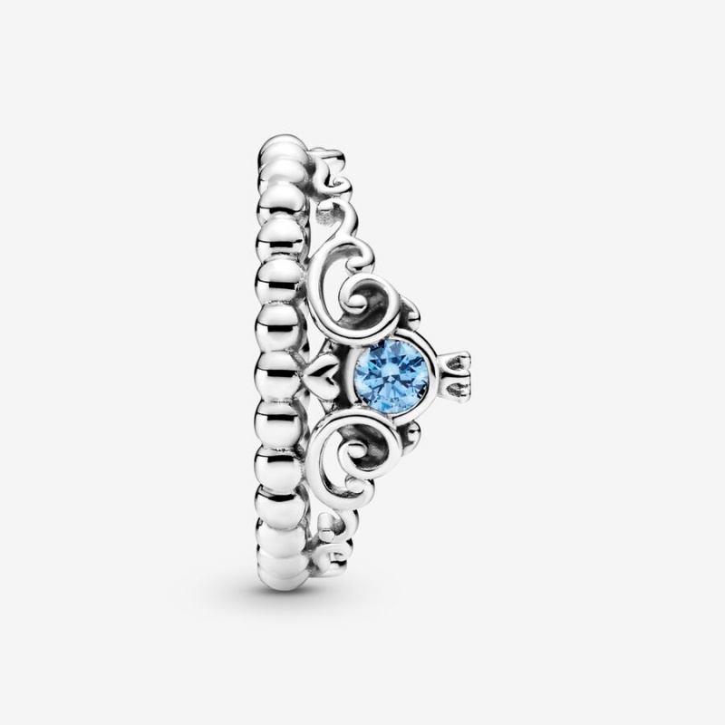 Pandora Disney Cinderella Blue Tiara Heart & Promise Rings Sterling Silver | 398-FWEQSG