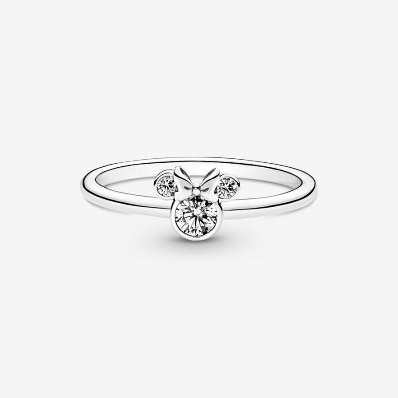 Pandora Disney Minnie Mouse Sparkling Head Statement Rings Sterling Silver | 253-MUROAI