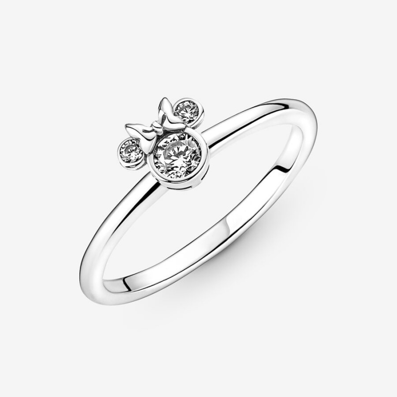 Pandora Disney Minnie Mouse Sparkling Head Statement Rings Sterling Silver | 253-MUROAI