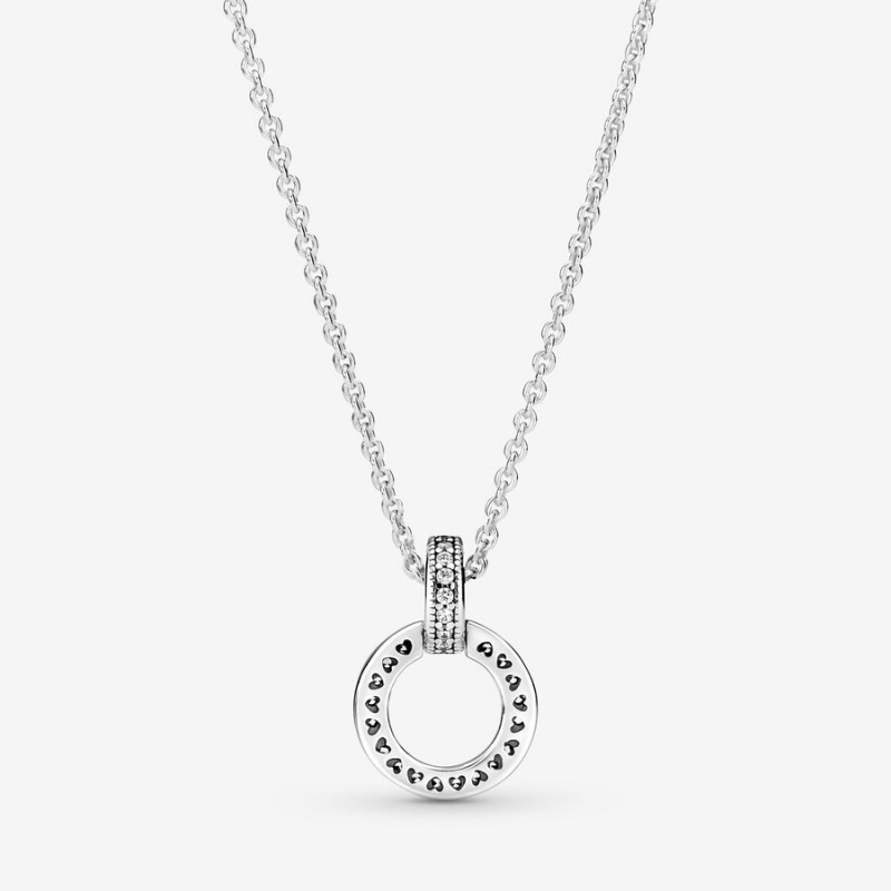 Pandora Double Circle Pendant Necklaces Sterling Silver | 350-WPNCIQ