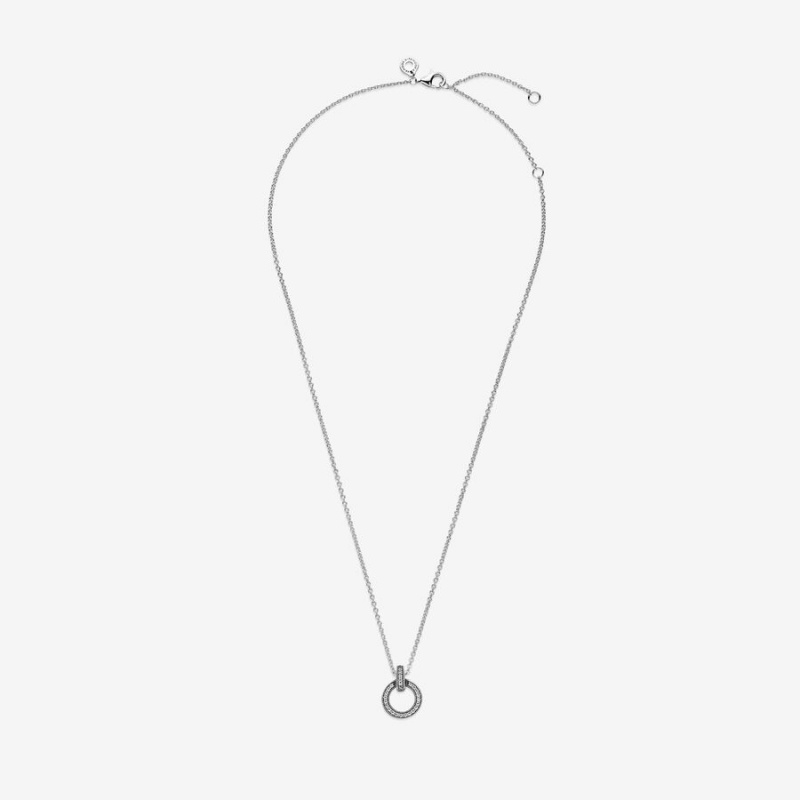 Pandora Double Circle Pendant Necklaces Sterling Silver | 350-WPNCIQ