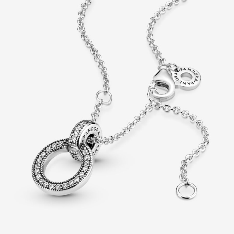 Pandora Double Circle Pendant Necklaces Sterling Silver | 350-WPNCIQ