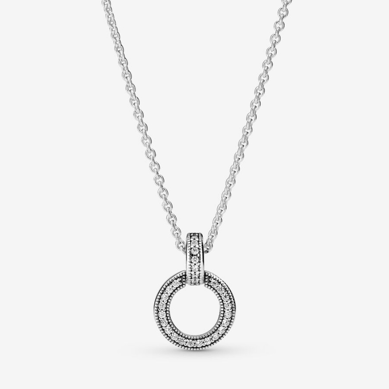 Pandora Double Circle Pendant Necklaces Sterling Silver | 350-WPNCIQ