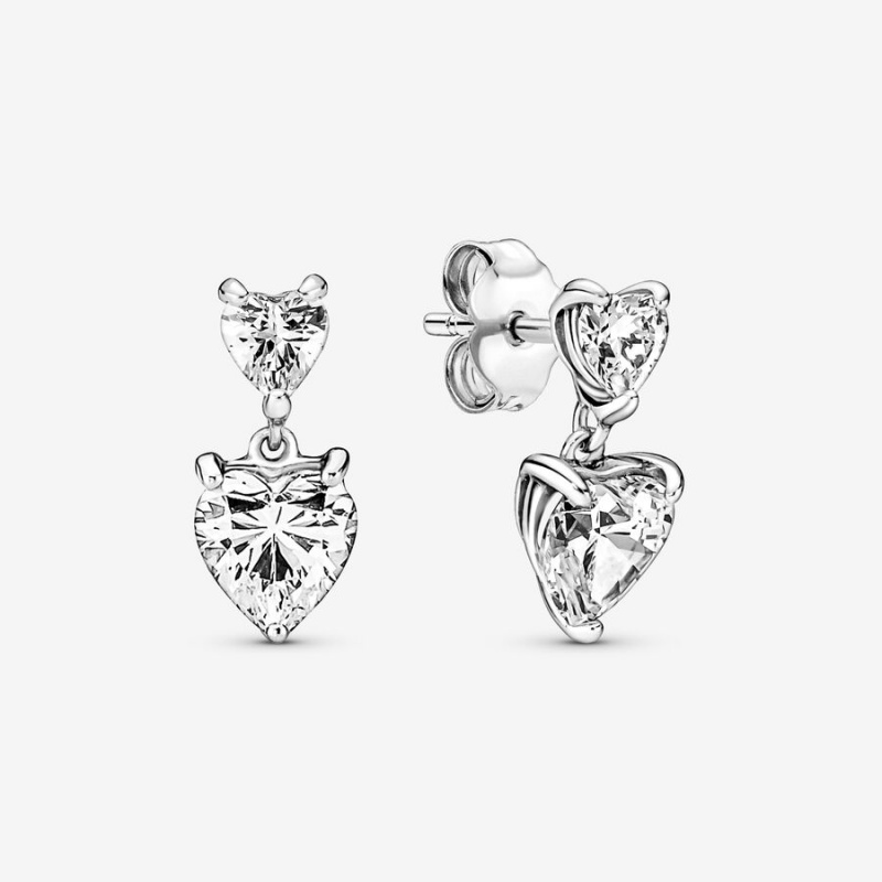 Pandora Double Heart Pendant Sparkling Collier Necklace Pendant Necklaces Sterling Silver | 102-ZBDXYL