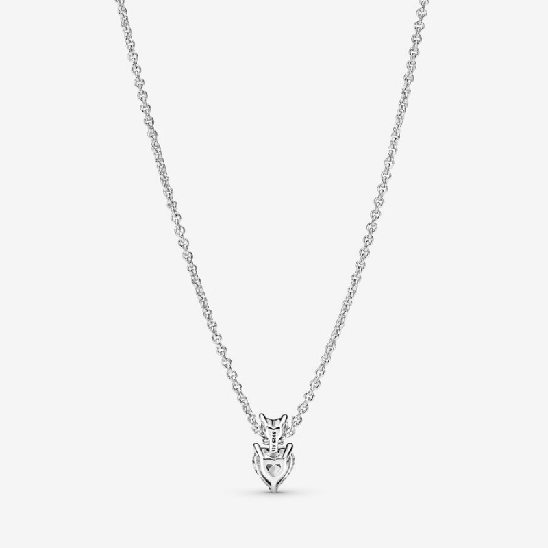 Pandora Double Heart Sparkling Collier Pendant Necklaces Sterling Silver | 568-OATFGZ