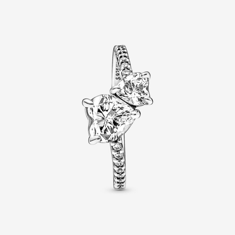 Pandora Double Sparkling Heart & Promise Rings Sterling Silver | 602-CNSUAE