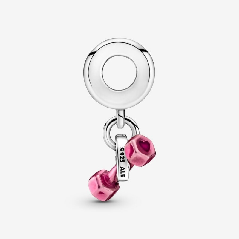 Pandora Dumbbell & Heart Dangle Dangle Charms Sterling Silver | 312-BHGCML