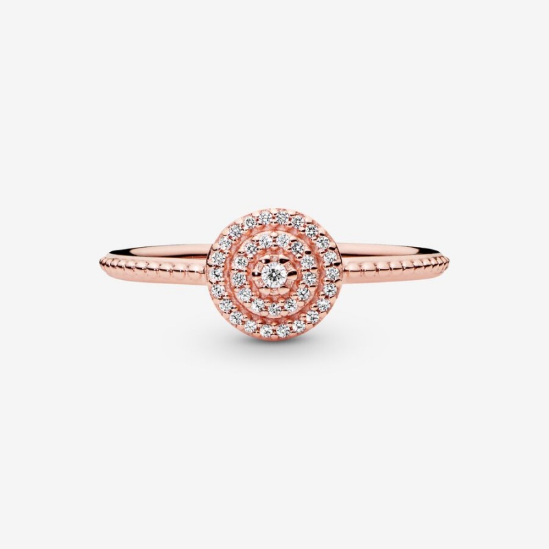 Pandora Elegant Sparkle Statement Rings Rose Gold Plated | 024-ZIFJEA