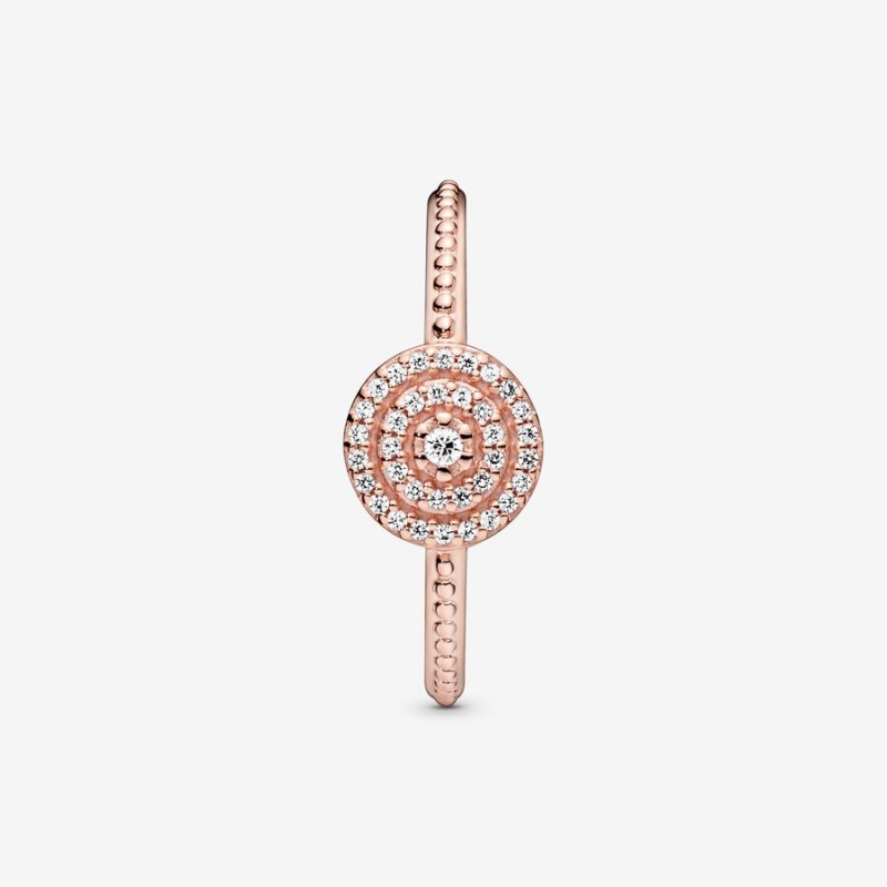 Pandora Elegant Sparkle Statement Rings Rose Gold Plated | 024-ZIFJEA