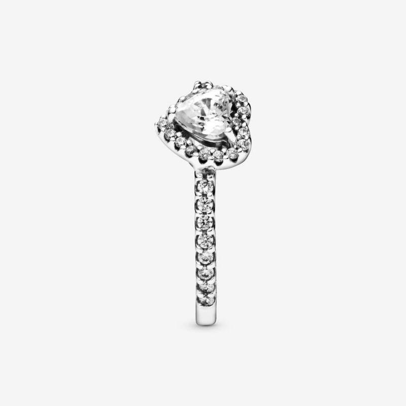 Pandora Elevated Halo & Solitaire Rings Sterling Silver | 584-CVJKTW