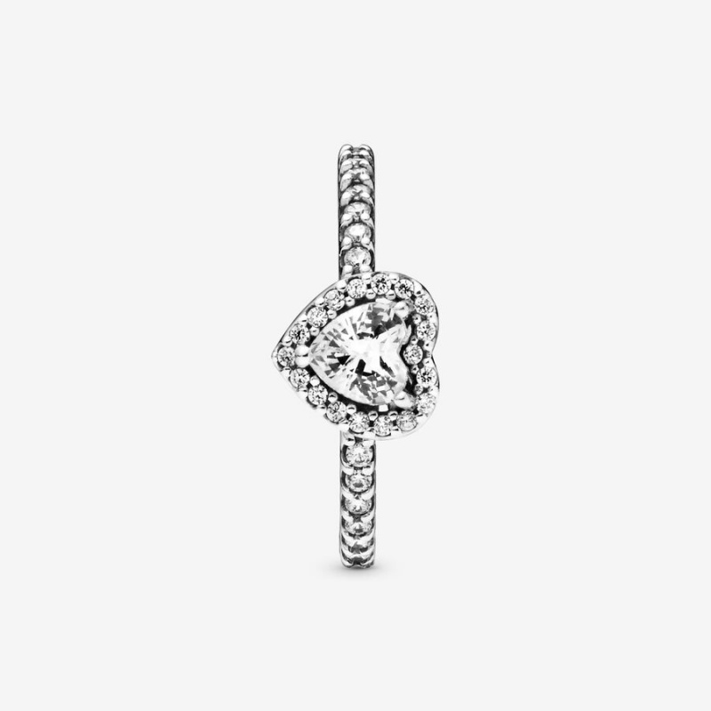 Pandora Elevated Halo & Solitaire Rings Sterling Silver | 584-CVJKTW