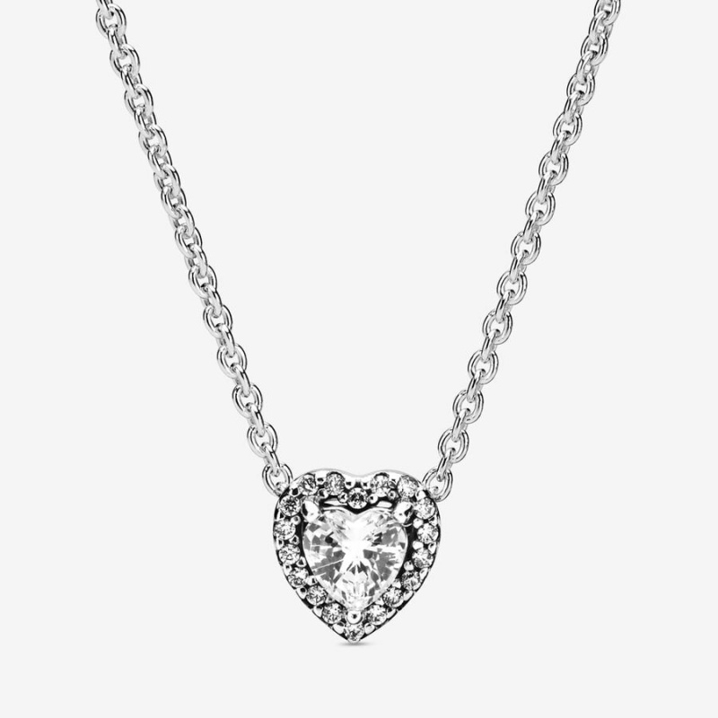 Pandora Elevated Heart Pendant Necklaces Sterling Silver | 249-FYGWTL