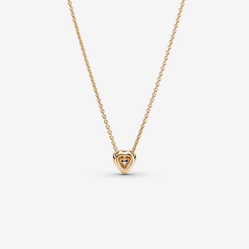 Pandora Elevated Heart Pendant Necklaces Gold | 548-IXQGLD