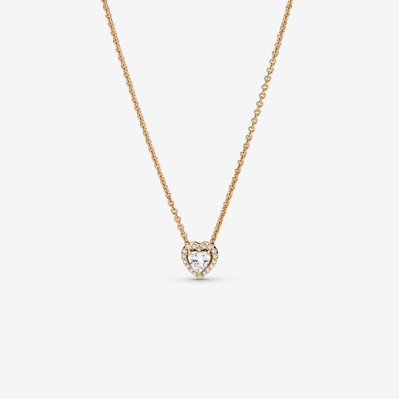 Pandora Elevated Heart Pendant Necklaces Gold | 548-IXQGLD