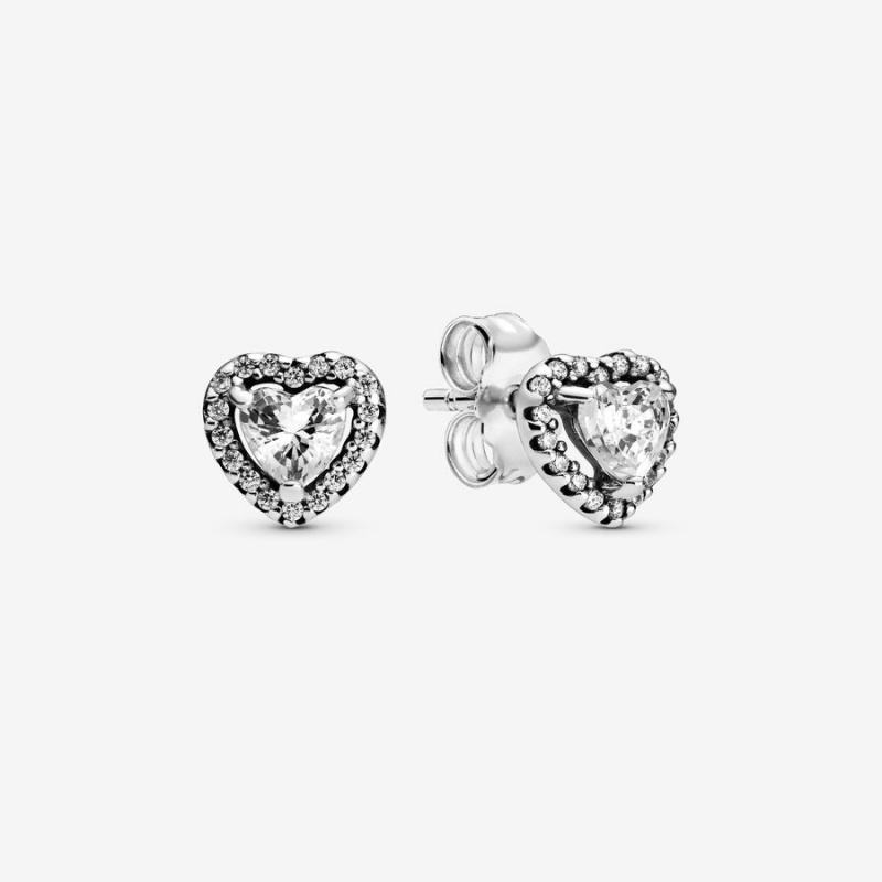 Pandora Elevated Hearts Stud Earrings Sterling Silver | 904-HYOBFQ