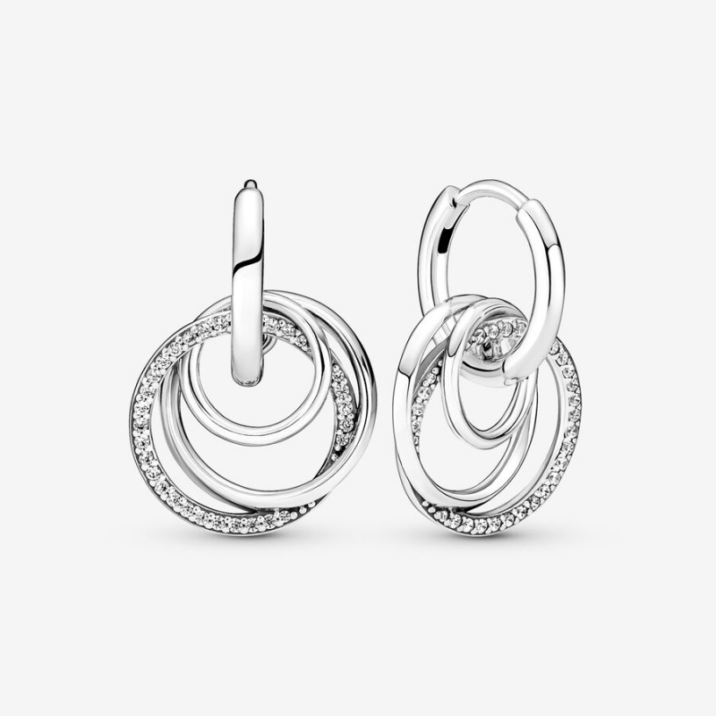 Pandora Family Always Encircled Hoop Earrings Sterling Silver | 723-ZKATPY