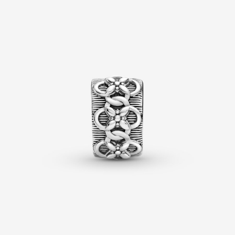 Pandora Flower Pattern Clip Clips Sterling Silver | 983-FOKBSC