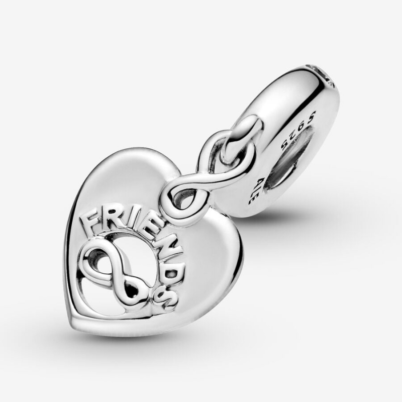 Pandora Friends Forever Heart Dangle Dangle Charms Sterling Silver | 421-RSBTYC