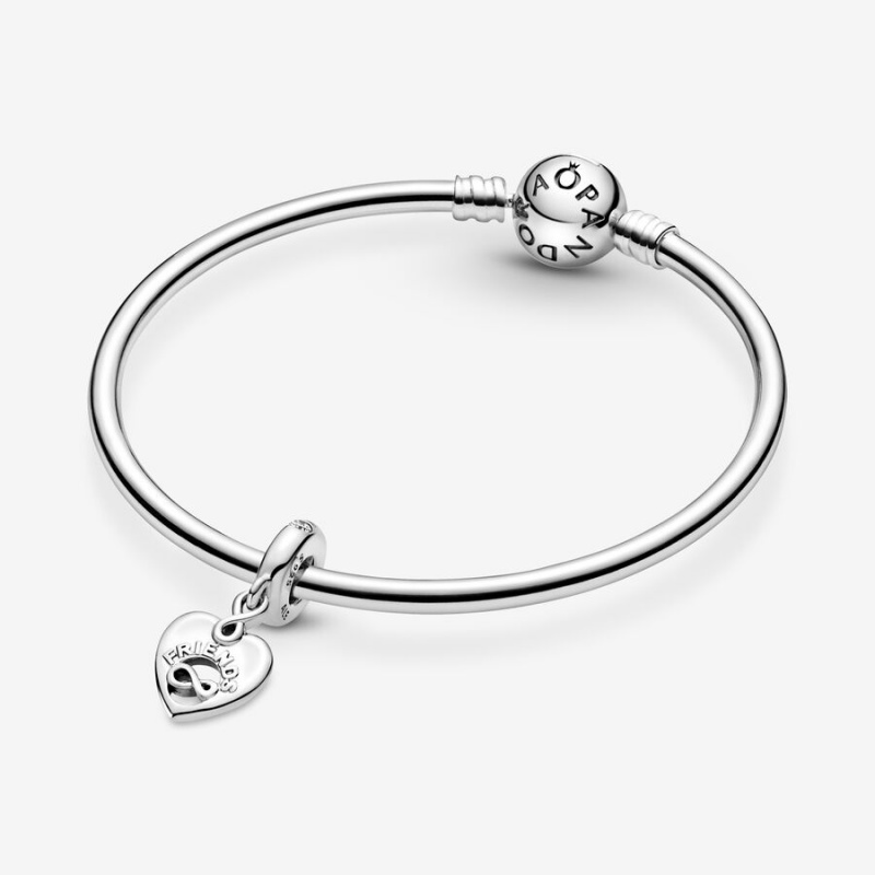 Pandora Friends Forever Heart Dangle Dangle Charms Sterling Silver | 421-RSBTYC