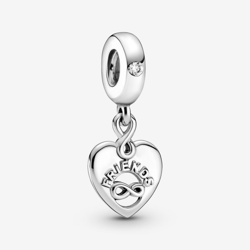 Pandora Friends Forever Heart Dangle Dangle Charms Sterling Silver | 421-RSBTYC