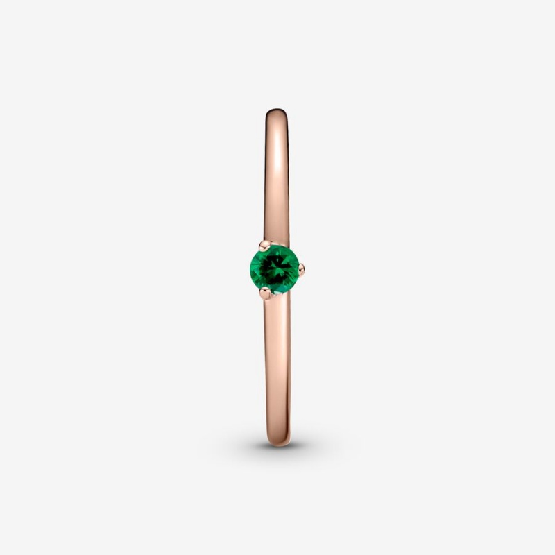 Pandora Green Solitaire Halo & Solitaire Rings Rose Gold Plated | 836-UEDSFH