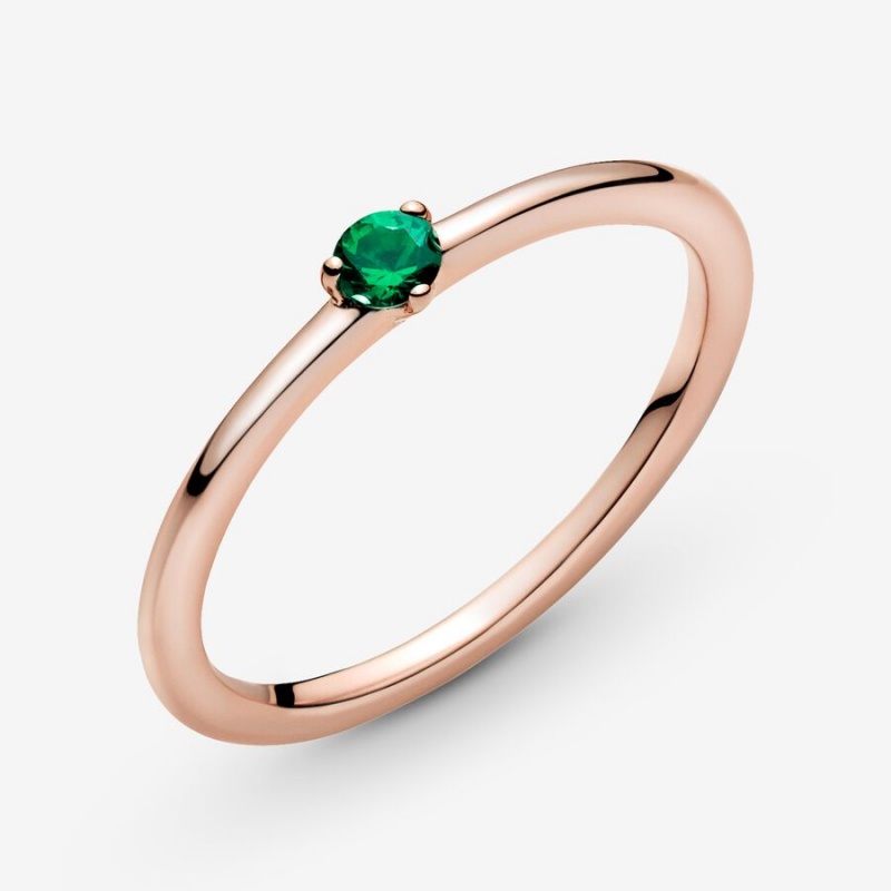 Pandora Green Solitaire Halo & Solitaire Rings Rose Gold Plated | 836-UEDSFH